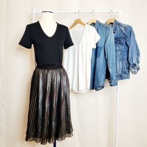 NWT Old Navy Pleated Metallic Midi Skirt